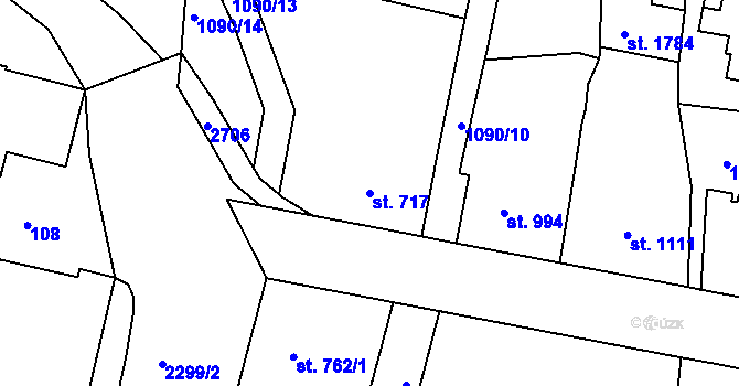Parcela st. 717 v KÚ Jablonec nad Nisou, Katastrální mapa