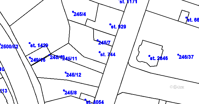 Parcela st. 744 v KÚ Jablonec nad Nisou, Katastrální mapa
