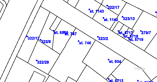 Parcela st. 746 v KÚ Jablonec nad Nisou, Katastrální mapa