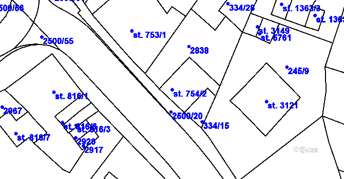 Parcela st. 754/2 v KÚ Jablonec nad Nisou, Katastrální mapa