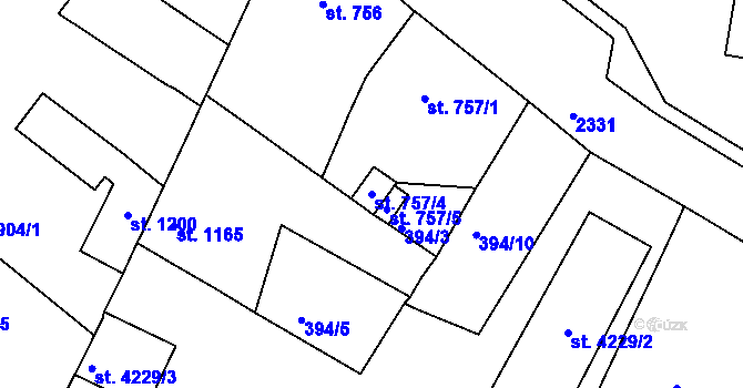 Parcela st. 757/4 v KÚ Jablonec nad Nisou, Katastrální mapa