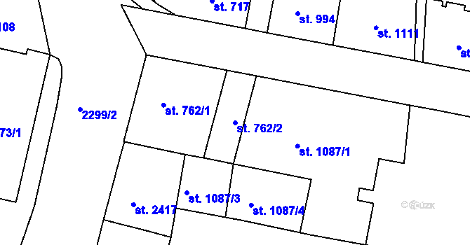 Parcela st. 762/2 v KÚ Jablonec nad Nisou, Katastrální mapa