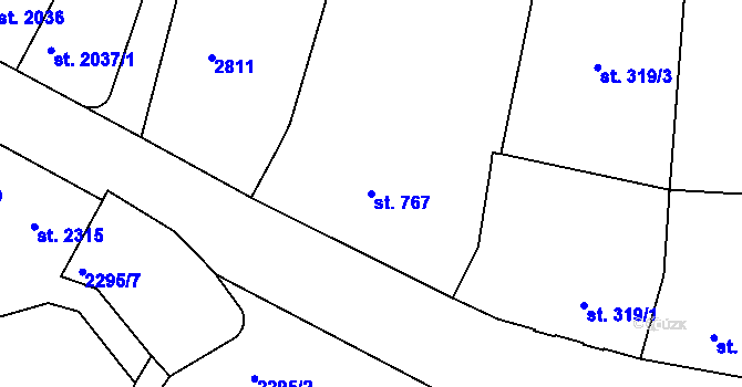 Parcela st. 767 v KÚ Jablonec nad Nisou, Katastrální mapa