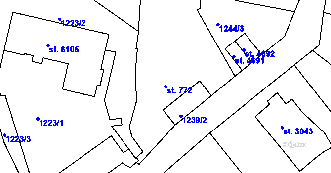 Parcela st. 772 v KÚ Jablonec nad Nisou, Katastrální mapa