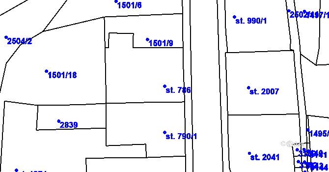 Parcela st. 786 v KÚ Jablonec nad Nisou, Katastrální mapa