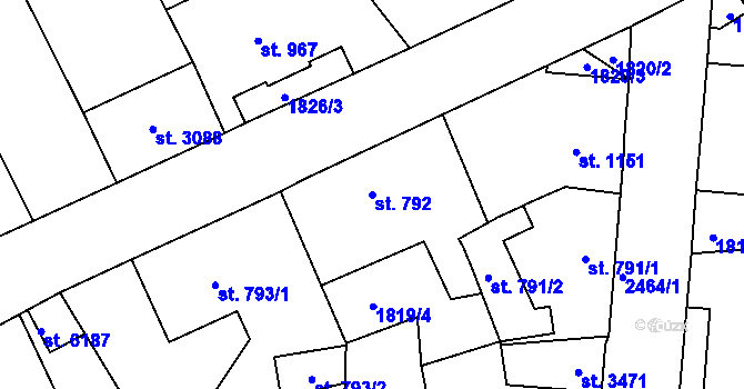 Parcela st. 792 v KÚ Jablonec nad Nisou, Katastrální mapa