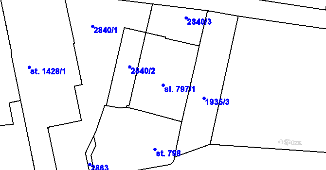 Parcela st. 797/1 v KÚ Jablonec nad Nisou, Katastrální mapa
