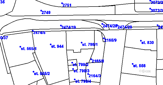 Parcela st. 799/1 v KÚ Jablonec nad Nisou, Katastrální mapa
