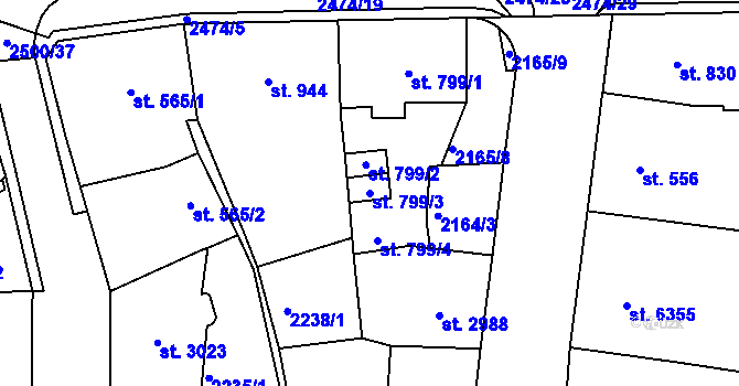 Parcela st. 799/3 v KÚ Jablonec nad Nisou, Katastrální mapa