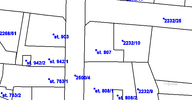 Parcela st. 807 v KÚ Jablonec nad Nisou, Katastrální mapa