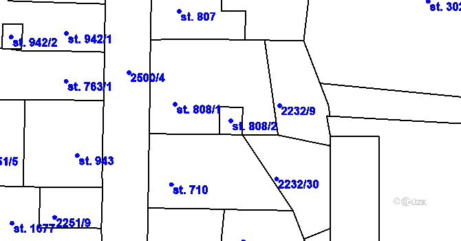 Parcela st. 808/2 v KÚ Jablonec nad Nisou, Katastrální mapa