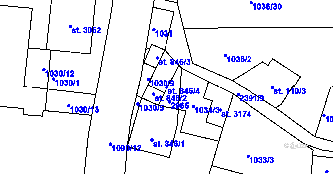 Parcela st. 846/4 v KÚ Jablonec nad Nisou, Katastrální mapa