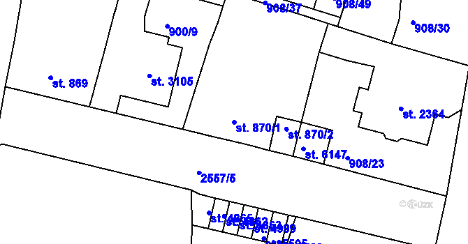 Parcela st. 870/1 v KÚ Jablonec nad Nisou, Katastrální mapa