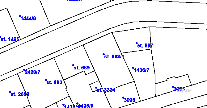 Parcela st. 888/1 v KÚ Jablonec nad Nisou, Katastrální mapa