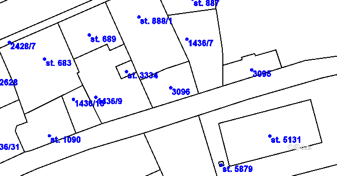 Parcela st. 888/2 v KÚ Jablonec nad Nisou, Katastrální mapa