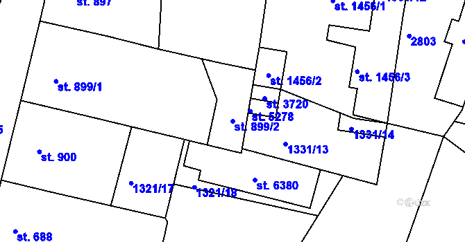 Parcela st. 899/2 v KÚ Jablonec nad Nisou, Katastrální mapa