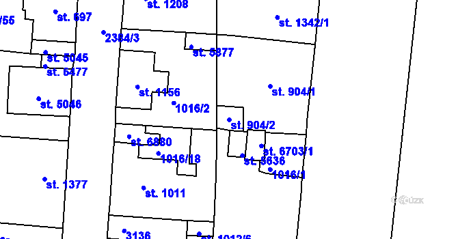 Parcela st. 904/2 v KÚ Jablonec nad Nisou, Katastrální mapa