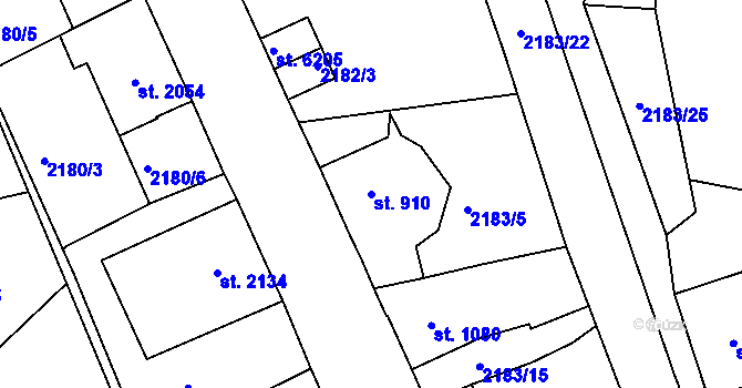 Parcela st. 910 v KÚ Jablonec nad Nisou, Katastrální mapa