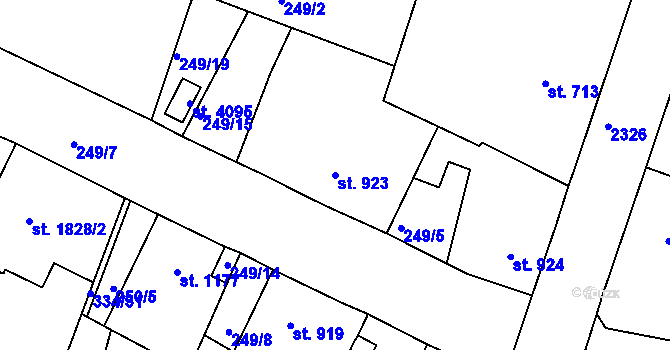 Parcela st. 923 v KÚ Jablonec nad Nisou, Katastrální mapa