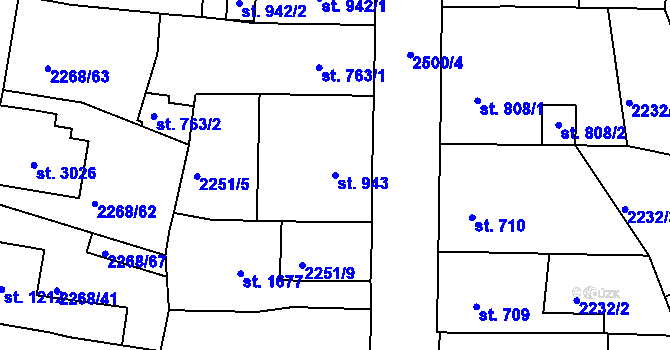 Parcela st. 943 v KÚ Jablonec nad Nisou, Katastrální mapa
