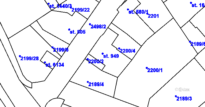 Parcela st. 949 v KÚ Jablonec nad Nisou, Katastrální mapa