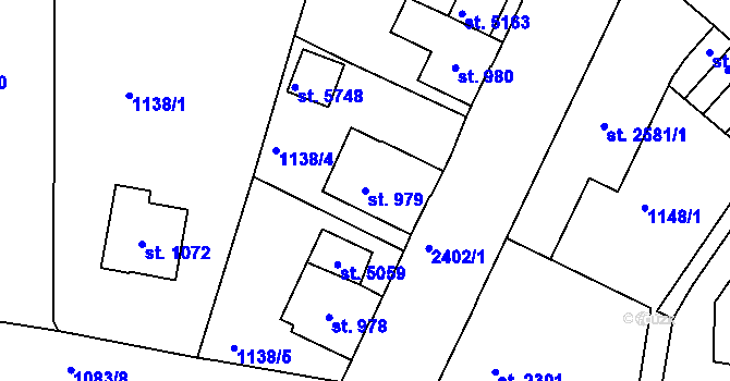 Parcela st. 979 v KÚ Jablonec nad Nisou, Katastrální mapa
