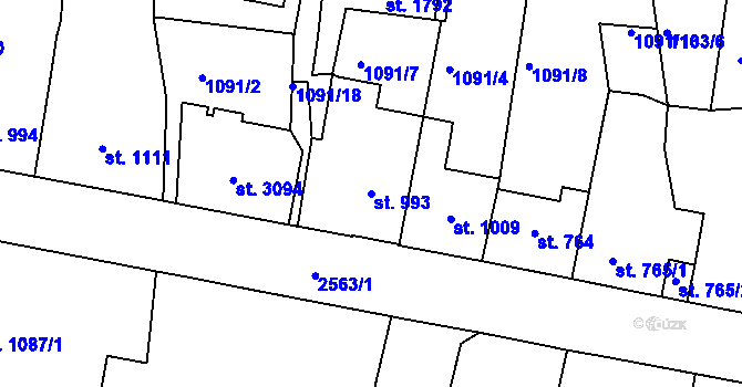 Parcela st. 993 v KÚ Jablonec nad Nisou, Katastrální mapa