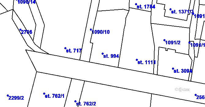 Parcela st. 994 v KÚ Jablonec nad Nisou, Katastrální mapa