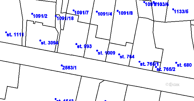Parcela st. 1009 v KÚ Jablonec nad Nisou, Katastrální mapa