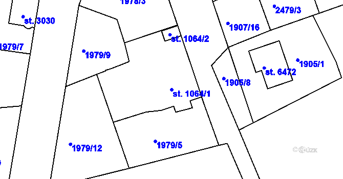 Parcela st. 1064/1 v KÚ Jablonec nad Nisou, Katastrální mapa