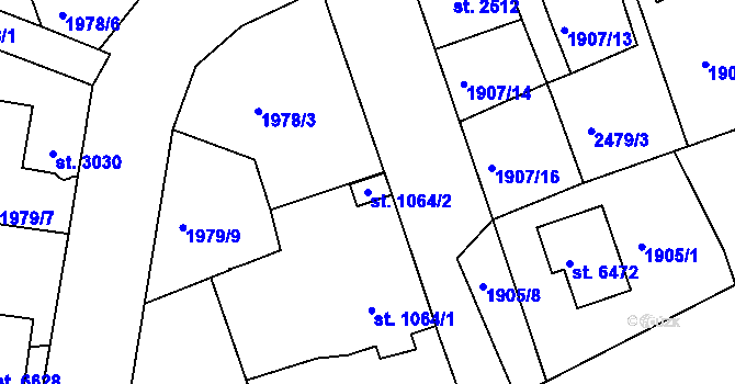 Parcela st. 1064/2 v KÚ Jablonec nad Nisou, Katastrální mapa