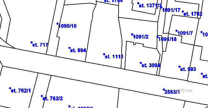 Parcela st. 1111 v KÚ Jablonec nad Nisou, Katastrální mapa