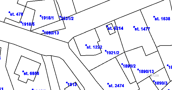 Parcela st. 1222 v KÚ Jablonec nad Nisou, Katastrální mapa