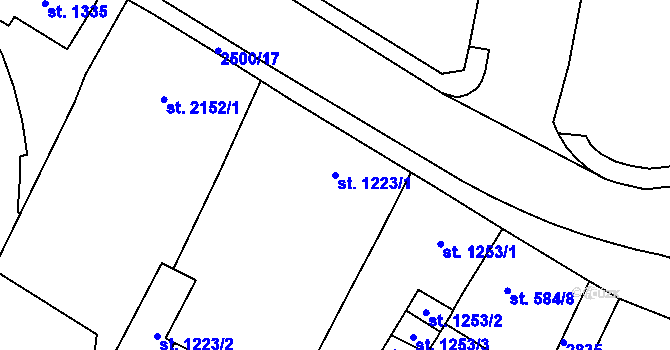 Parcela st. 1223/1 v KÚ Jablonec nad Nisou, Katastrální mapa