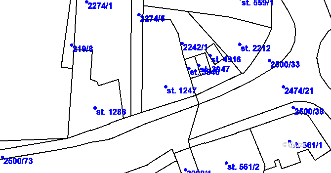 Parcela st. 1247 v KÚ Jablonec nad Nisou, Katastrální mapa