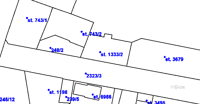 Parcela st. 1333/2 v KÚ Jablonec nad Nisou, Katastrální mapa