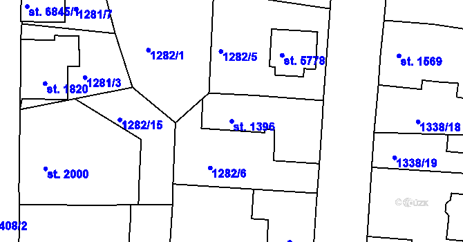 Parcela st. 1396 v KÚ Jablonec nad Nisou, Katastrální mapa