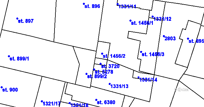 Parcela st. 1456/2 v KÚ Jablonec nad Nisou, Katastrální mapa