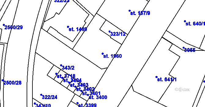 Parcela st. 1960 v KÚ Jablonec nad Nisou, Katastrální mapa