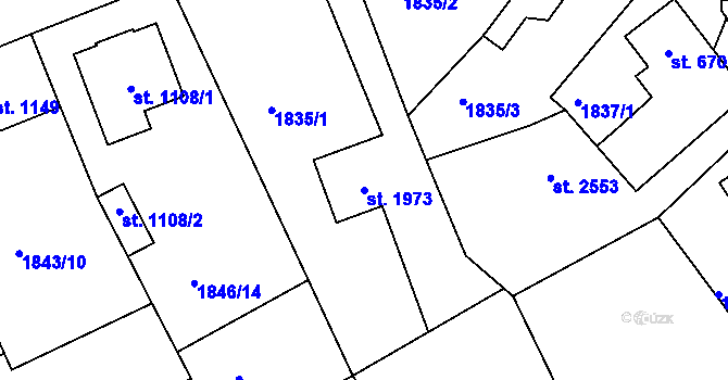 Parcela st. 1973 v KÚ Jablonec nad Nisou, Katastrální mapa