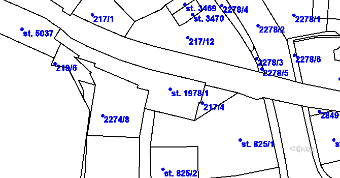 Parcela st. 1978/1 v KÚ Jablonec nad Nisou, Katastrální mapa