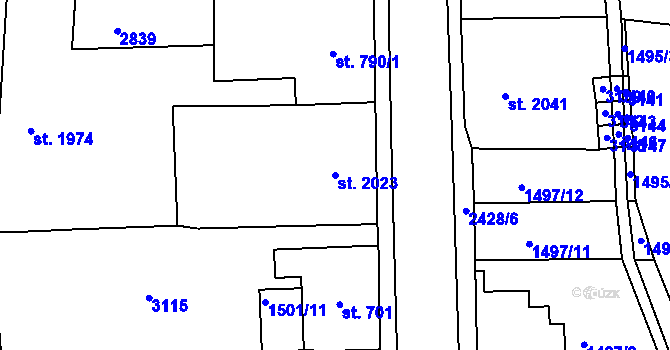 Parcela st. 2023 v KÚ Jablonec nad Nisou, Katastrální mapa