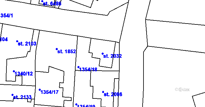 Parcela st. 2032 v KÚ Jablonec nad Nisou, Katastrální mapa
