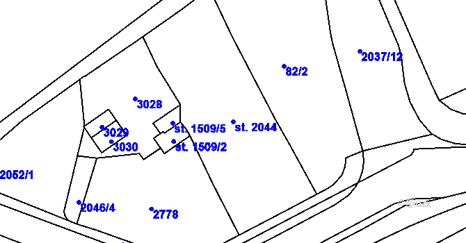 Parcela st. 2044 v KÚ Jablonec nad Nisou, Katastrální mapa