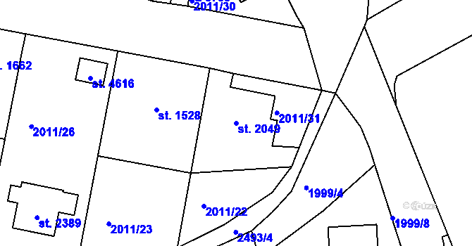 Parcela st. 2049 v KÚ Jablonec nad Nisou, Katastrální mapa