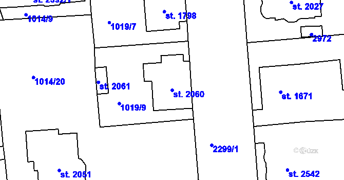Parcela st. 2060 v KÚ Jablonec nad Nisou, Katastrální mapa