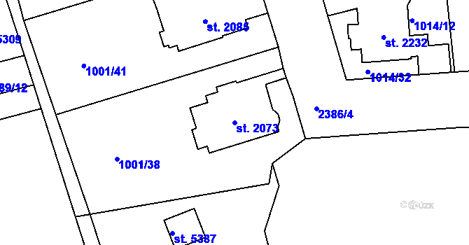 Parcela st. 2073 v KÚ Jablonec nad Nisou, Katastrální mapa