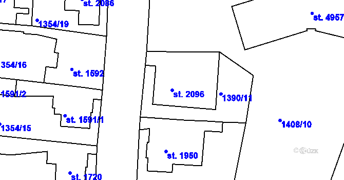 Parcela st. 2096 v KÚ Jablonec nad Nisou, Katastrální mapa