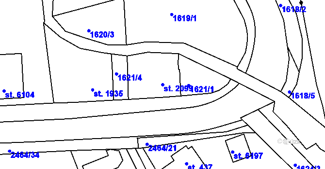 Parcela st. 2099 v KÚ Jablonec nad Nisou, Katastrální mapa