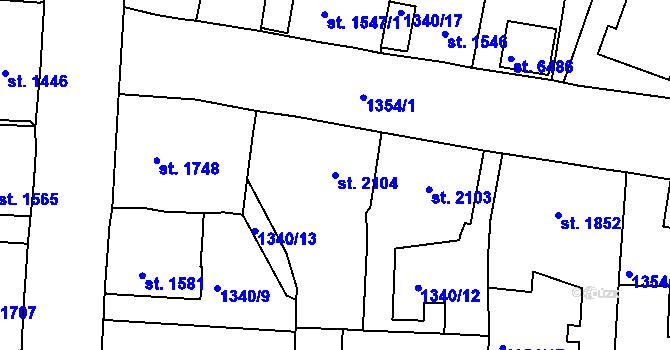 Parcela st. 2104 v KÚ Jablonec nad Nisou, Katastrální mapa